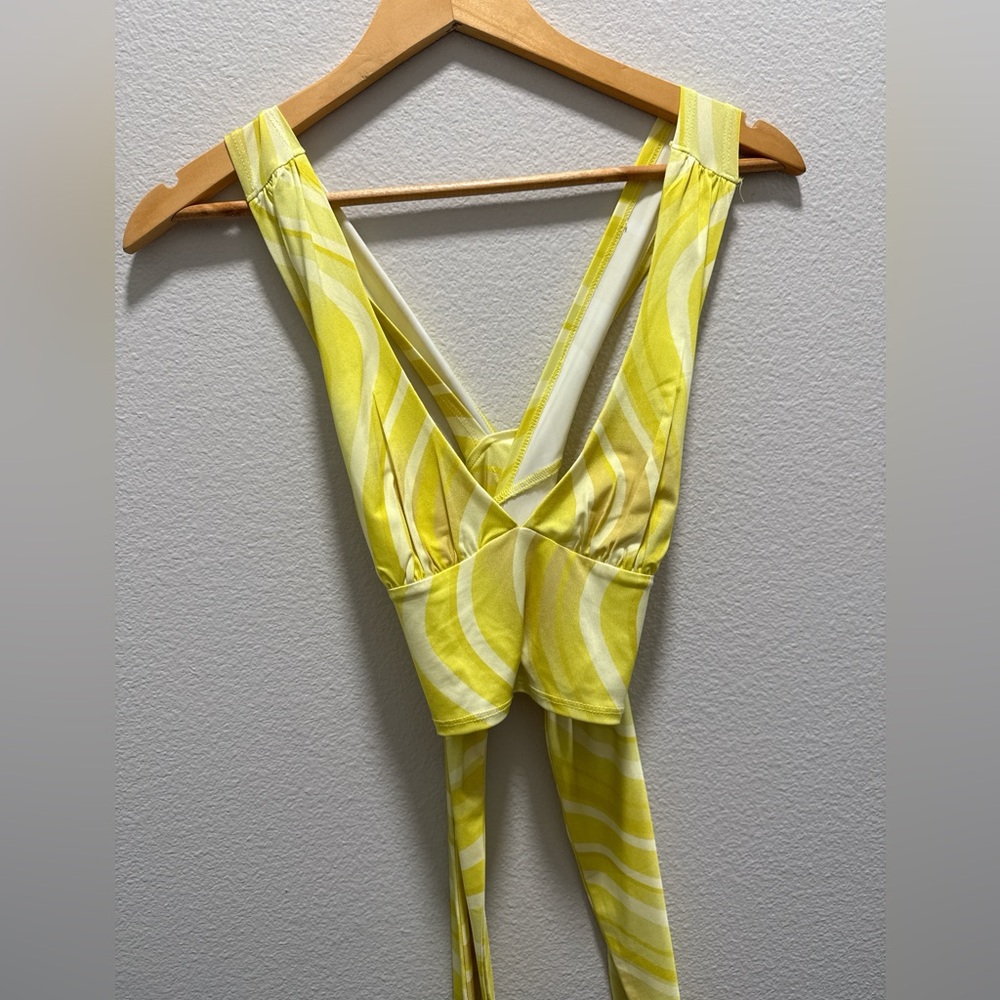 Urban Outfitters Yellow & White Tie Tank